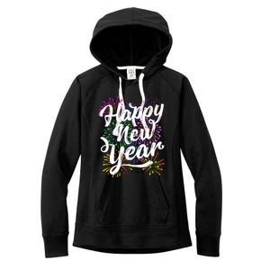 New Years Eve Party Supplies 2024 Happy New Year Fireworks Women's Fleece Hoodie