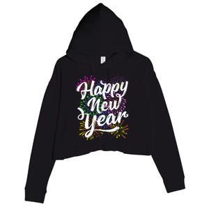 New Years Eve Party Supplies 2024 Happy New Year Fireworks Crop Fleece Hoodie