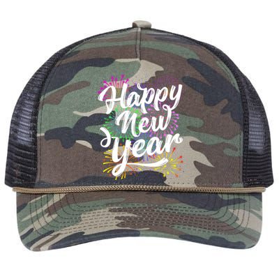 New Years Eve Party Supplies 2024 Happy New Year Fireworks Retro Rope Trucker Hat Cap