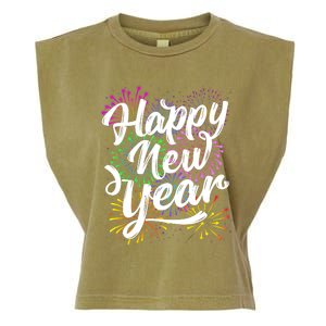 New Years Eve Party Supplies 2024 Happy New Year Fireworks Garment-Dyed Women's Muscle Tee