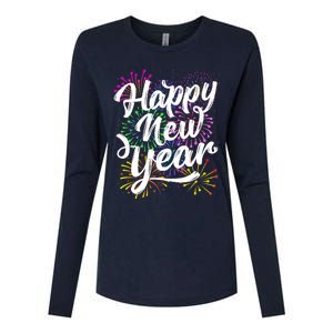 New Years Eve Party Supplies 2024 Happy New Year Fireworks Womens Cotton Relaxed Long Sleeve T-Shirt