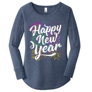 New Years Eve Party Supplies 2024 Happy New Year Fireworks Women's Perfect Tri Tunic Long Sleeve Shirt