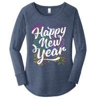 New Years Eve Party Supplies 2024 Happy New Year Fireworks Women's Perfect Tri Tunic Long Sleeve Shirt