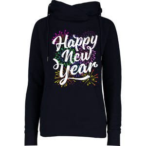 New Years Eve Party Supplies 2024 Happy New Year Fireworks Womens Funnel Neck Pullover Hood