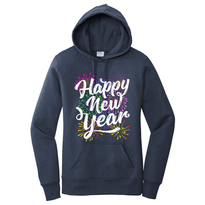 New Years Eve Party Supplies 2024 Happy New Year Fireworks Women's Pullover Hoodie