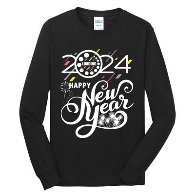 New Years Eve Party Supplies 2024 Happy New Year Fireworks Tall Long Sleeve T-Shirt