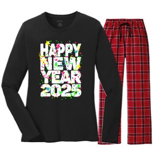 New Years Eve Party Supplies Nye 2025 Happy New Year Women's Long Sleeve Flannel Pajama Set 