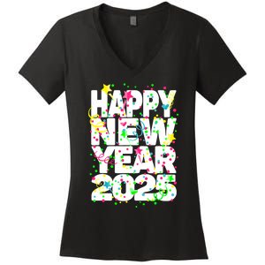 New Years Eve Party Supplies Nye 2025 Happy New Year Women's V-Neck T-Shirt