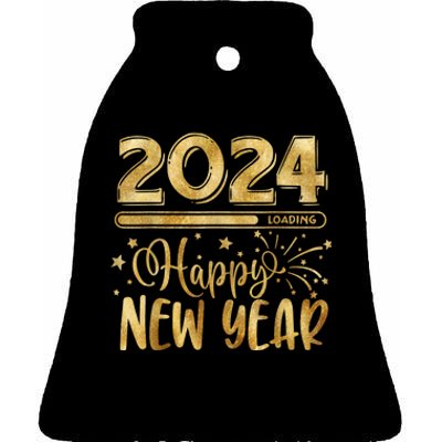 New Years Eve Party Supplies 2024 Happy New Year Fireworks Ceramic Bell Ornament