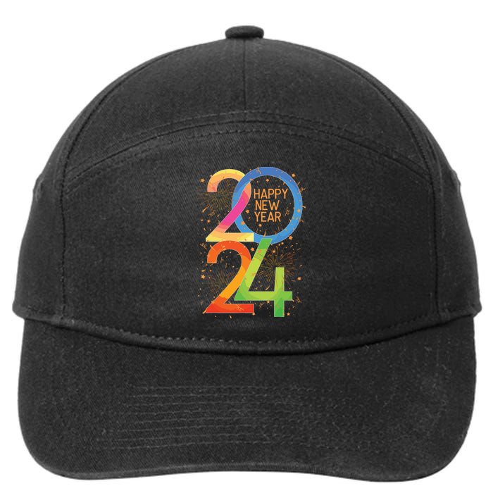 New Years Eve 2024 Colorful Nye Party 7-Panel Snapback Hat