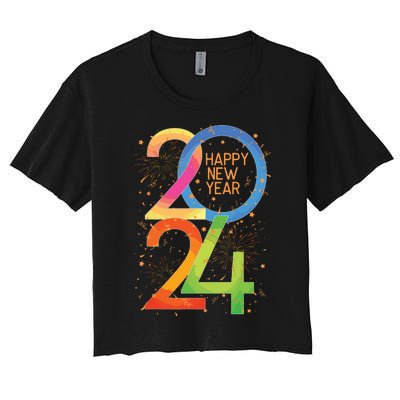 New Years Eve 2024 Colorful Nye Party Women's Crop Top Tee