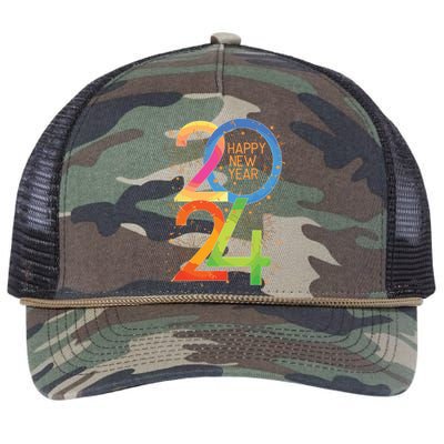 New Years Eve 2024 Colorful Nye Party Retro Rope Trucker Hat Cap