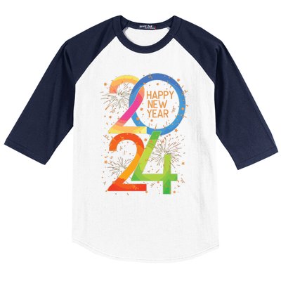 New Years Eve 2024 Colorful Nye Party Baseball Sleeve Shirt