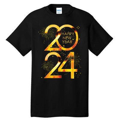 New Years Eve Party Supplies 2024 Happy New Year Fireworks Tall T-Shirt