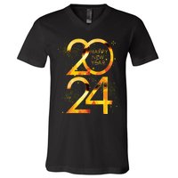 New Years Eve Party Supplies 2024 Happy New Year Fireworks V-Neck T-Shirt