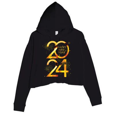 New Years Eve Party Supplies 2024 Happy New Year Fireworks Crop Fleece Hoodie