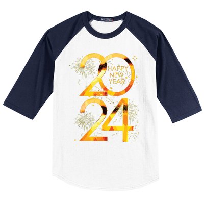 New Years Eve Party Supplies 2024 Happy New Year Fireworks Baseball Sleeve Shirt