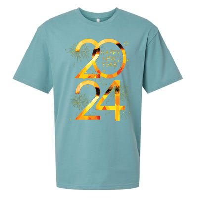 New Years Eve Party Supplies 2024 Happy New Year Fireworks Sueded Cloud Jersey T-Shirt