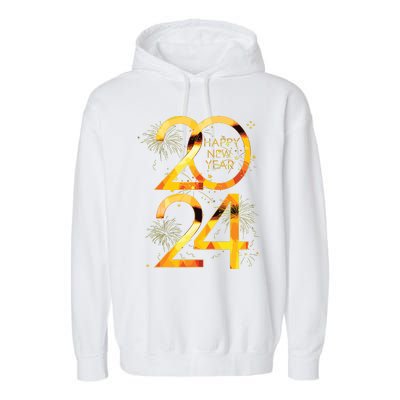 New Years Eve Party Supplies 2024 Happy New Year Fireworks Garment-Dyed Fleece Hoodie