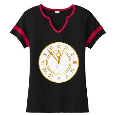 New YearS Eve Clock Ladies Halftime Notch Neck Tee