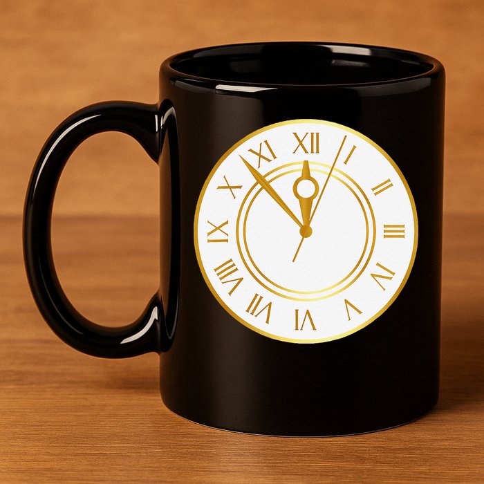 New YearS Eve Clock 11oz C Handle Ceramic Mug