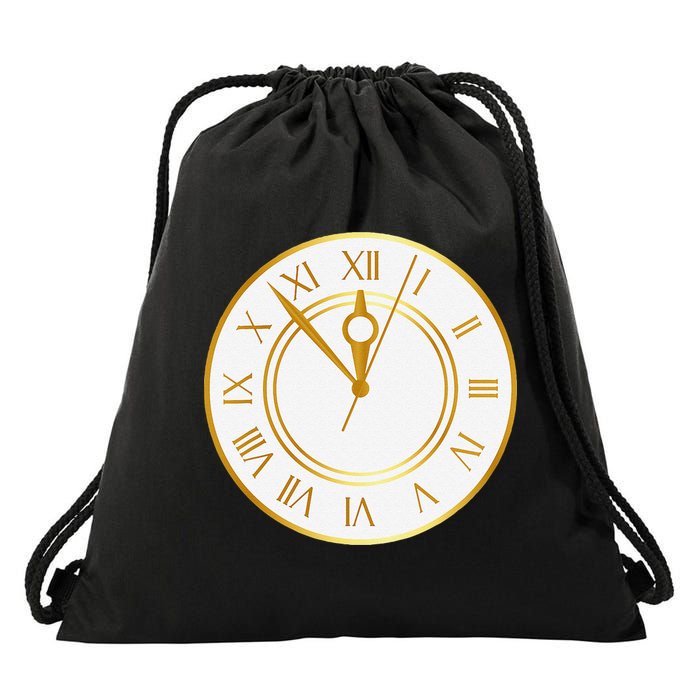 New YearS Eve Clock Drawstring Bag