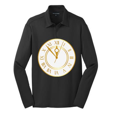 New YearS Eve Clock Silk Touch Performance Long Sleeve Polo