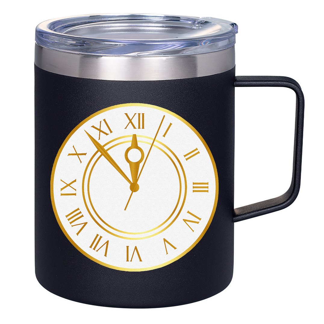 New YearS Eve Clock 12oz Stainless Steel Coffee Mug