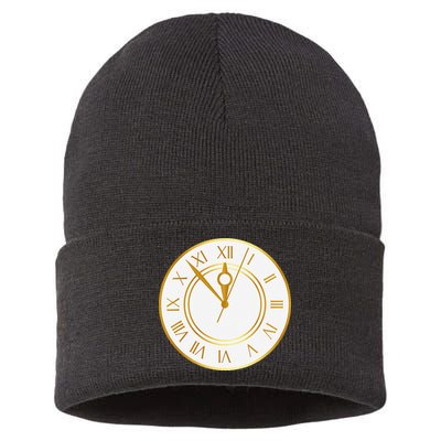 New YearS Eve Clock Sustainable Knit Beanie