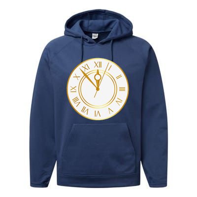 New YearS Eve Clock Performance Fleece Hoodie