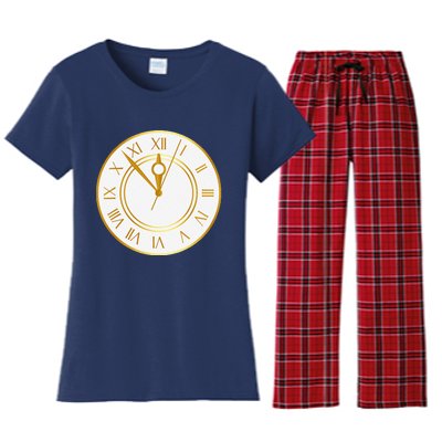 New YearS Eve Clock Women's Flannel Pajama Set