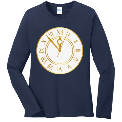 New YearS Eve Clock Ladies Long Sleeve Shirt