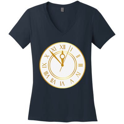 New YearS Eve Clock Women's V-Neck T-Shirt