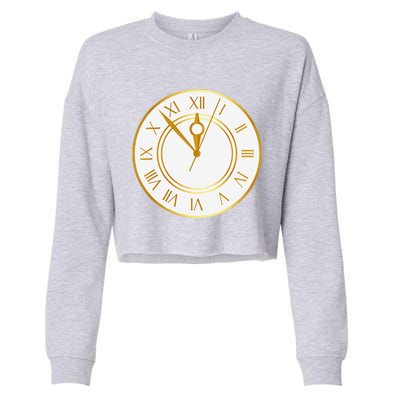 New YearS Eve Clock Cropped Pullover Crew