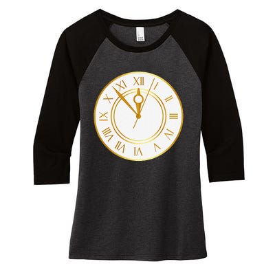 New YearS Eve Clock Women's Tri-Blend 3/4-Sleeve Raglan Shirt