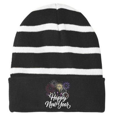 New Years Eve Party Supplies NYE 2024  Striped Beanie with Solid Band