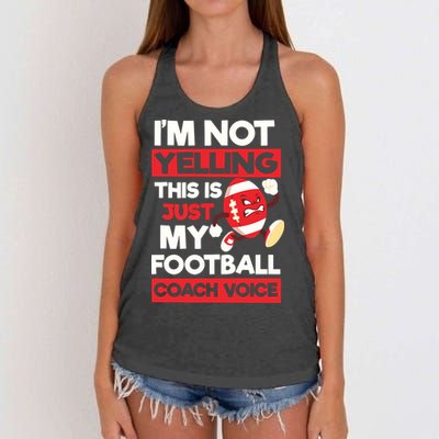 Not Yelling Football Coach Voice Design Football Coach Women's Knotted Racerback Tank