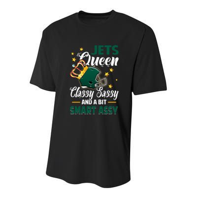 New York Football Queen Classy Sassy And A Bit Smart Assy Youth Performance Sprint T-Shirt