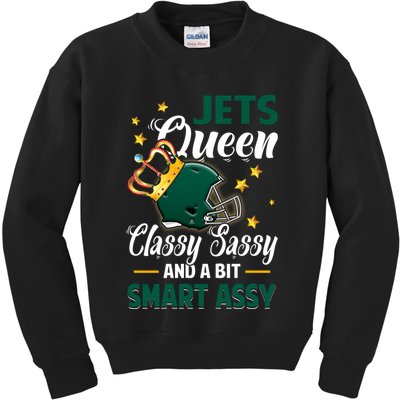 New York Football Queen Classy Sassy And A Bit Smart Assy Kids Sweatshirt