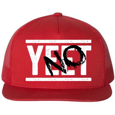 No Yeet Funny Retro Text Flat Bill Trucker Hat