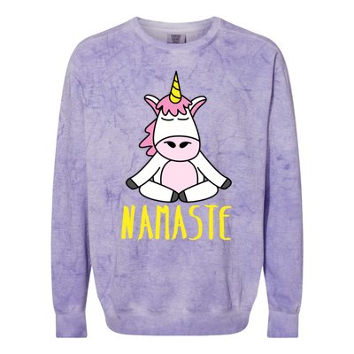 Namaste Yoga Funny Meditating Magical Creature Gift Colorblast Crewneck Sweatshirt