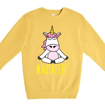 Namaste Yoga Funny Meditating Magical Creature Gift Premium Crewneck Sweatshirt