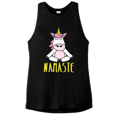 Namaste Yoga Funny Meditating Magical Creature Gift Ladies PosiCharge Tri-Blend Wicking Tank