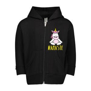 Namaste Yoga Funny Meditating Magical Creature Gift Toddler Zip Fleece Hoodie