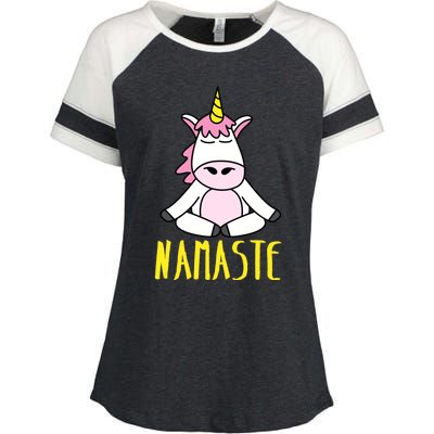 Namaste Yoga Funny Meditating Magical Creature Gift Enza Ladies Jersey Colorblock Tee