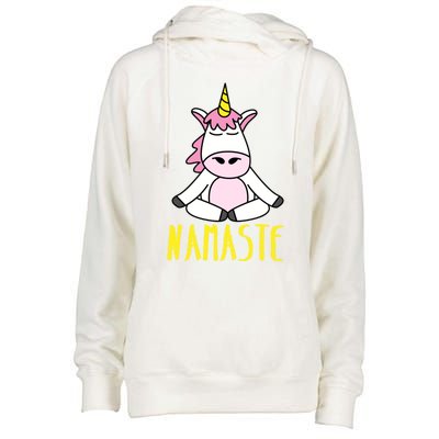 Namaste Yoga Funny Meditating Magical Creature Gift Womens Funnel Neck Pullover Hood