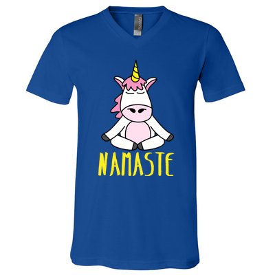 Namaste Yoga Funny Meditating Magical Creature Gift V-Neck T-Shirt