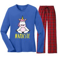 Namaste Yoga Funny Meditating Magical Creature Gift Women's Long Sleeve Flannel Pajama Set 