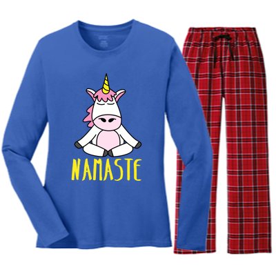 Namaste Yoga Funny Meditating Magical Creature Gift Women's Long Sleeve Flannel Pajama Set 