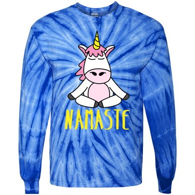 Namaste Yoga Funny Meditating Magical Creature Gift Tie-Dye Long Sleeve Shirt